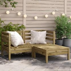 Canapé de jardin 2 places avec repose-pieds bois pin imprégné