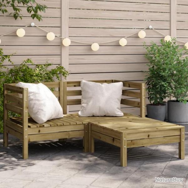 Canap de jardin 2 places avec repose-pieds bois pin imprgn