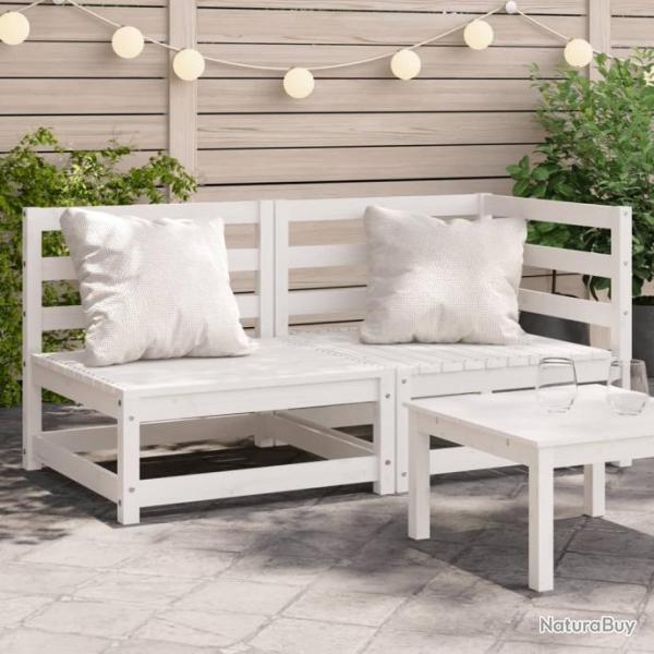 Canap de jardin 2 places blanc bois de pin massif