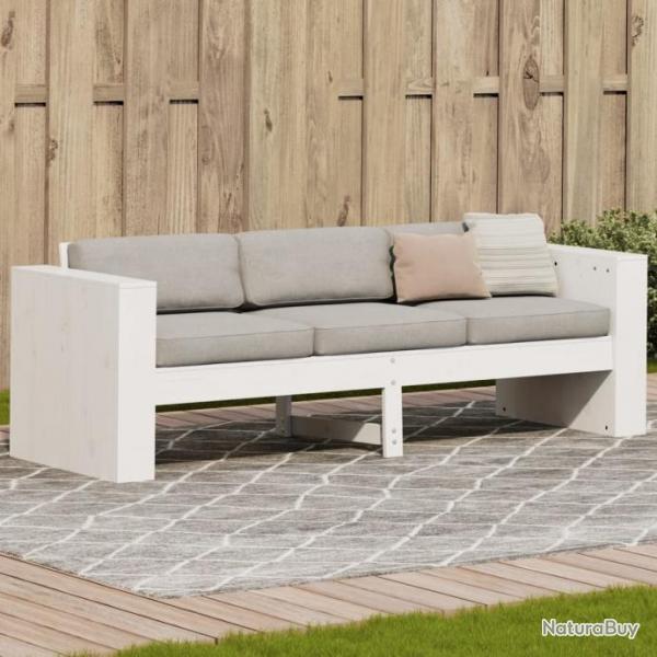 Canap de jardin 3 places blanc 189x60x62 cm bois de pin massif