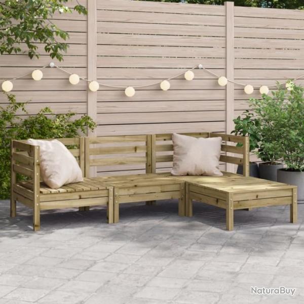 Canap de jardin 3 places avec repose-pieds bois pin imprgn