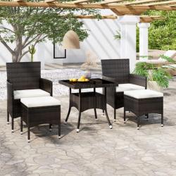 Mobilier à dîner de jardin 9 pcs résine tressée et verre trempé