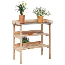 Table à plantes avec étagères 78x38x82,5cm bois de sapin solide