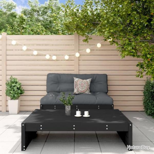 Salon de jardin 2 pcs noir bois massif de pin