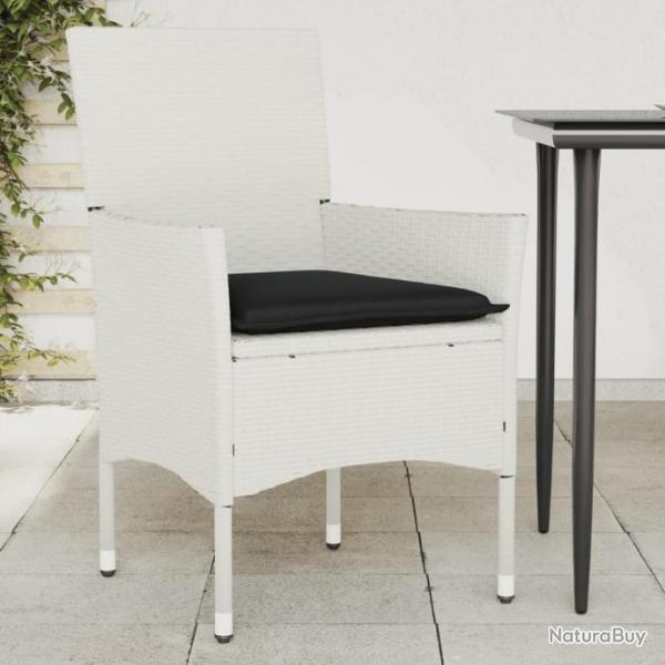 Chaises de jardin avec coussins lot de 2 blanc rsine tresse