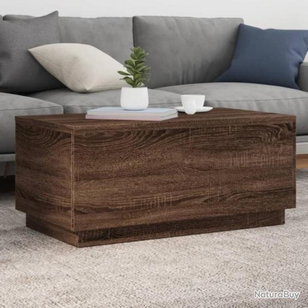 Table basse avec lumires LED chne marron 90x50x40 cm