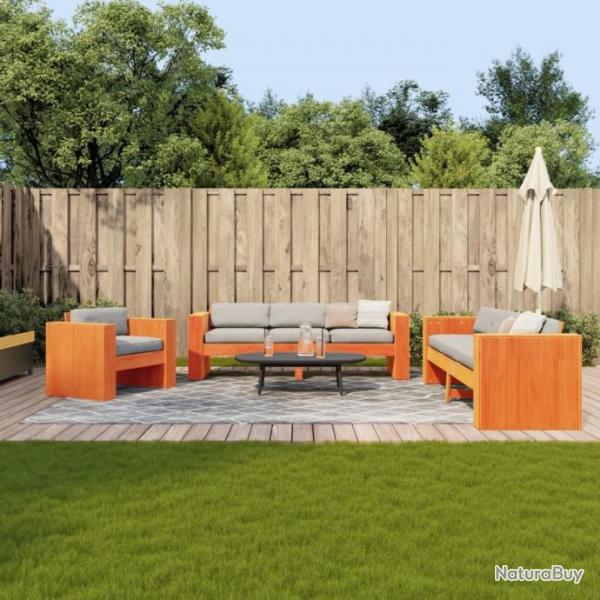 Salon de jardin 2 pcs cire marron bois de pin massif