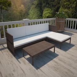 Mobilier de jardin à 3 places Résine tressée Marron