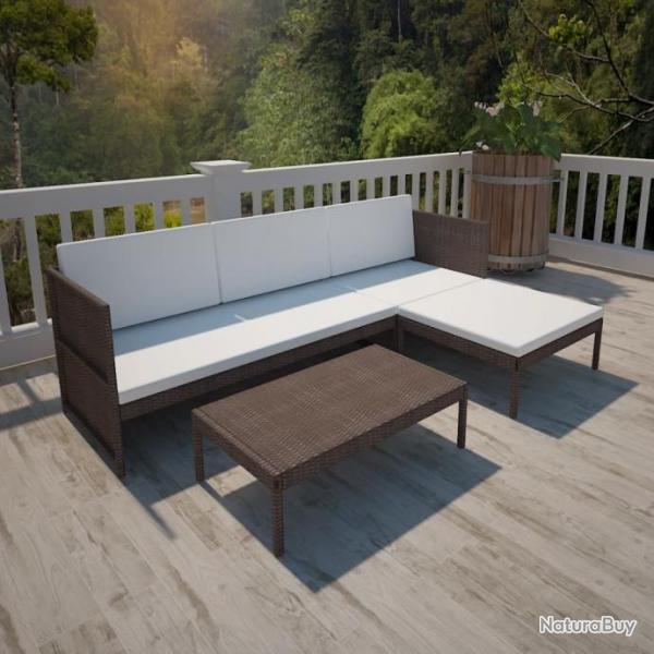 Mobilier de jardin  3 places Rsine tresse Marron