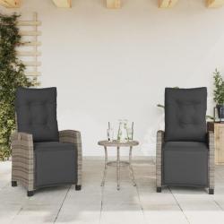 Chaises inclinables de jardin lot de 2 et repose-pied rotin