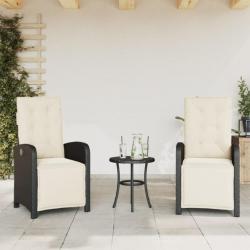 Chaises inclinables de jardin lot de 2 repose-pied noir rotin