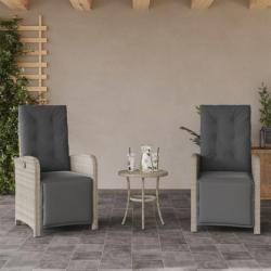 Chaises inclinables de jardin lot de 2 avec repose-pied rotin