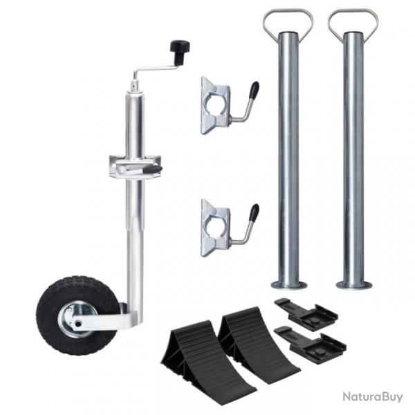 Roue jockey 48 mm avec 2 tubes de support et 3 pinces divises