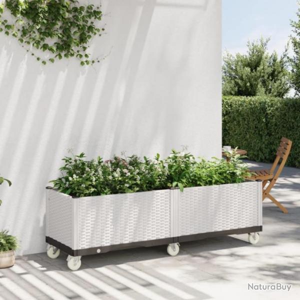 Jardinire  roulettes blanc 160x50x54 cm PP