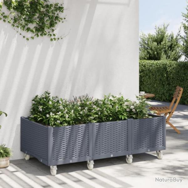 Jardinire  roulettes gris 150x80x54 cm PP