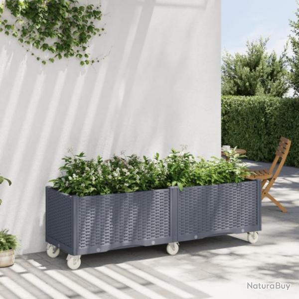 Jardinire  roulettes gris 160x50x54 cm PP