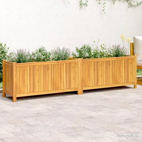 Jardinire avec doublure 199x38,5x50 cm bois massif d'acacia