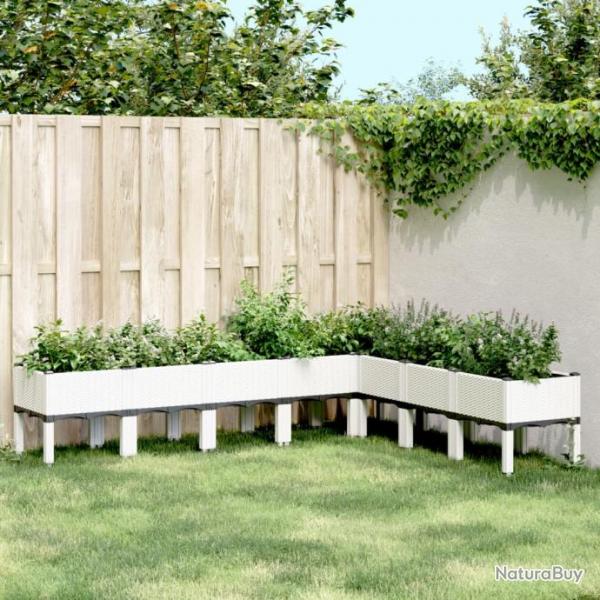 Jardinire avec pieds blanc 200x160x42 cm PP