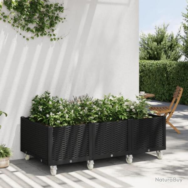 Jardinire  roulettes noir 150x80x54 cm PP