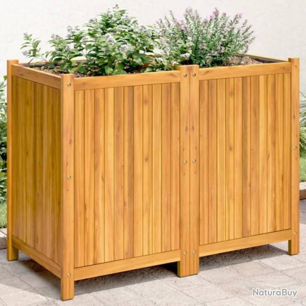 Jardinire avec doublure 100x50x75 cm bois massif d'acacia