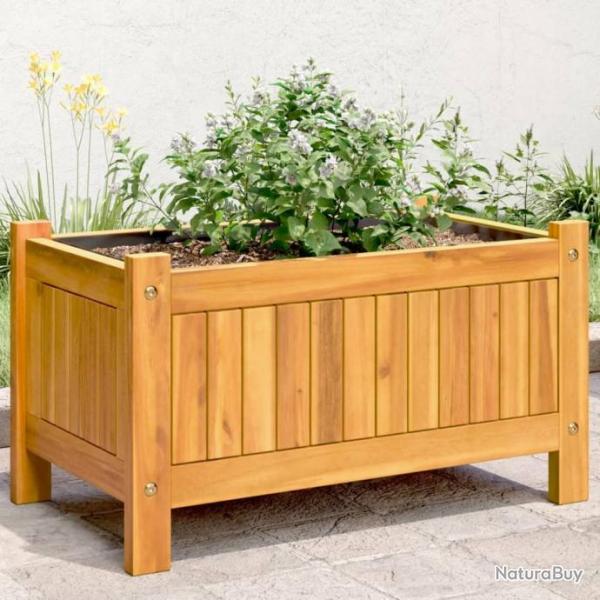 Jardinire avec doublure 54x31x30 cm bois massif d'acacia