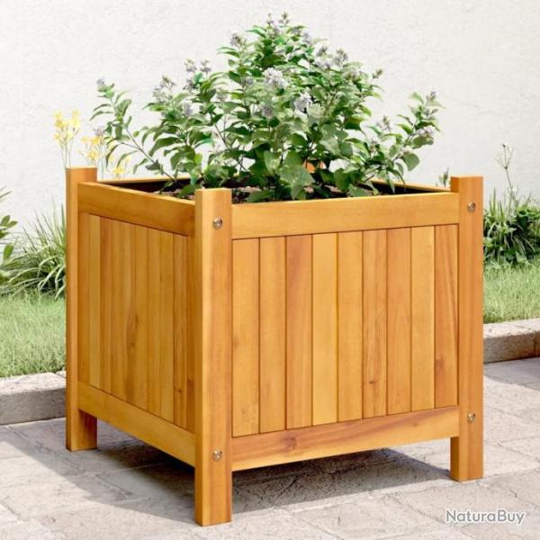 Jardinire avec doublure 42x42x40 cm bois massif d'acacia