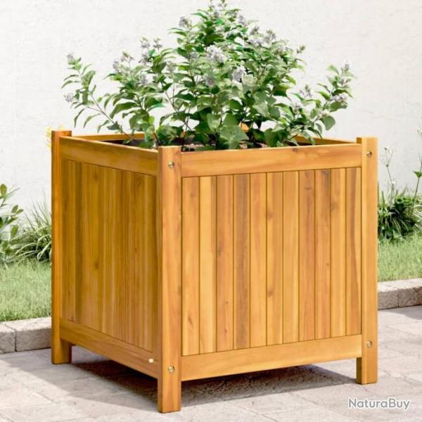 Jardinire avec doublure 50x50x50 cm bois massif d'acacia