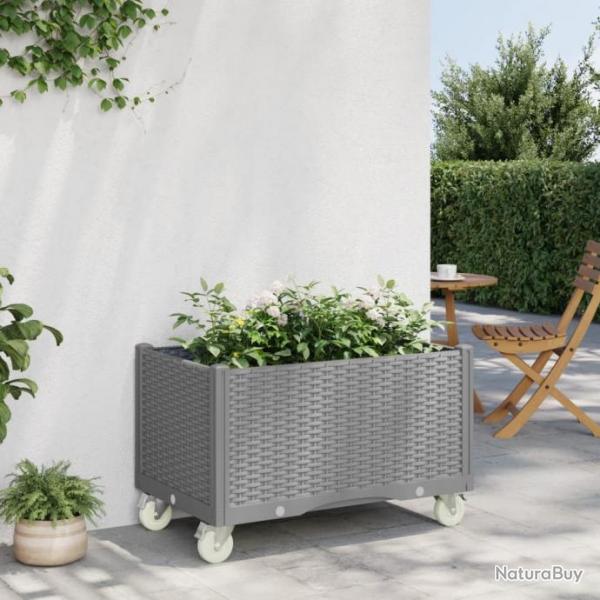 Jardinire  roulettes gris clair 80x50x54 cm PP