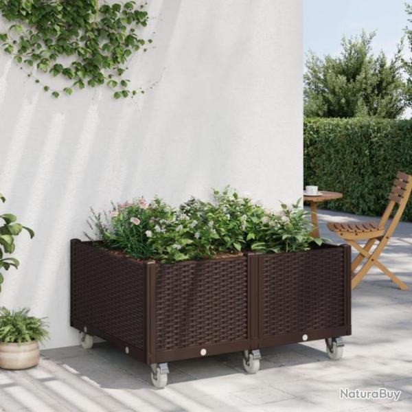 Jardinire  roulettes marron 100x80x54 cm PP