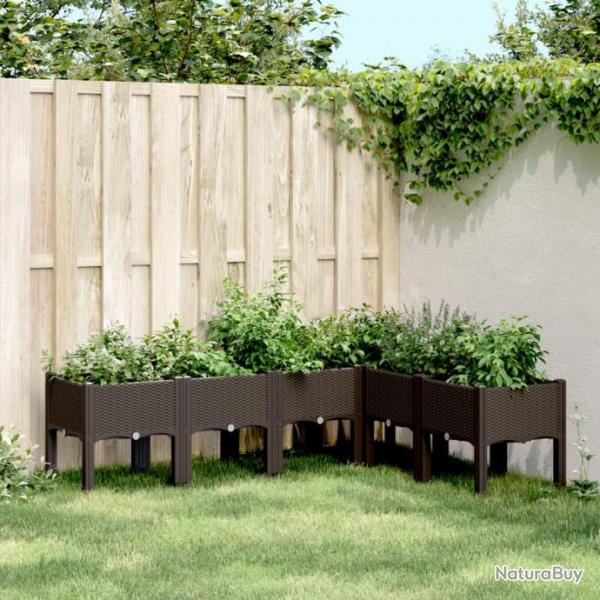 Jardinire avec pieds marron 160x120x42 cm PP