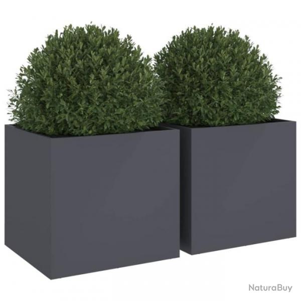 Jardinires 2 pcs anthracite 49x47x46 cm acier lamin  froid