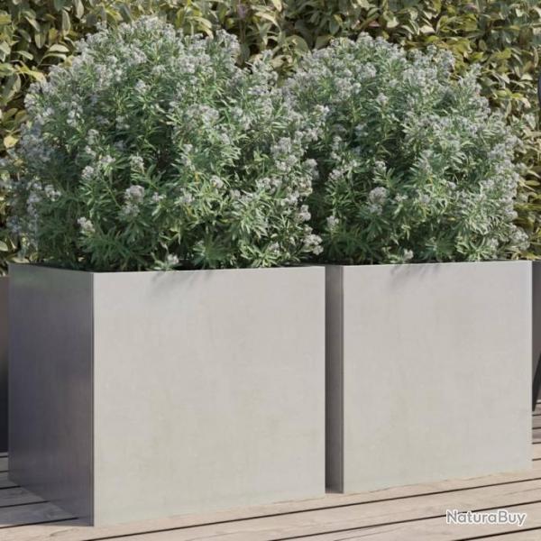 Jardinires 2 pcs argent 42x40x39 cm acier inoxydable