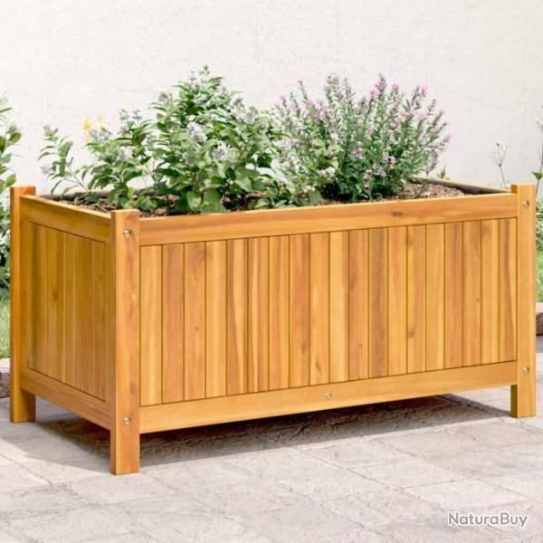 Jardinire avec doublure 80x42x40 cm bois massif d'acacia