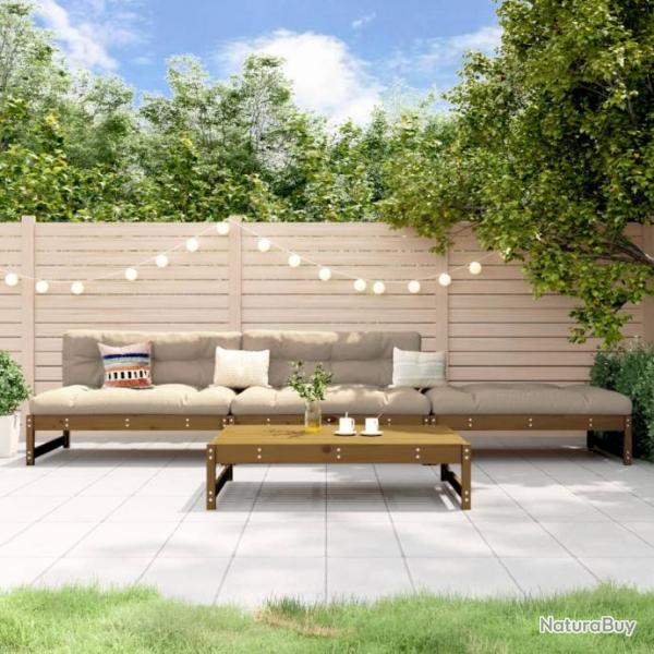 Salon de jardin 4 pcs marron miel bois de pin massif