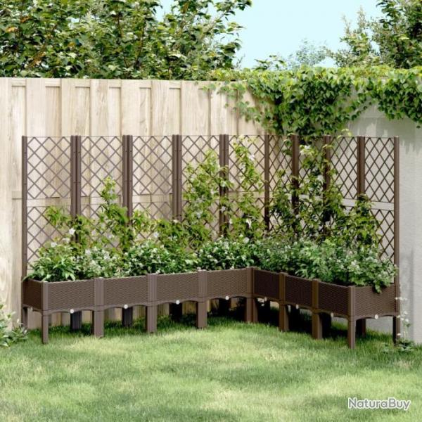 Jardinire avec treillis marron 200x160x142 cm PP