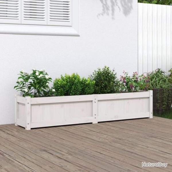 Jardinire blanc 150x31x31 cm bois massif de pin