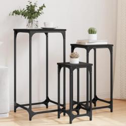 Tables d'appoint gigognes 3 pcs noir bois d'ingénierie