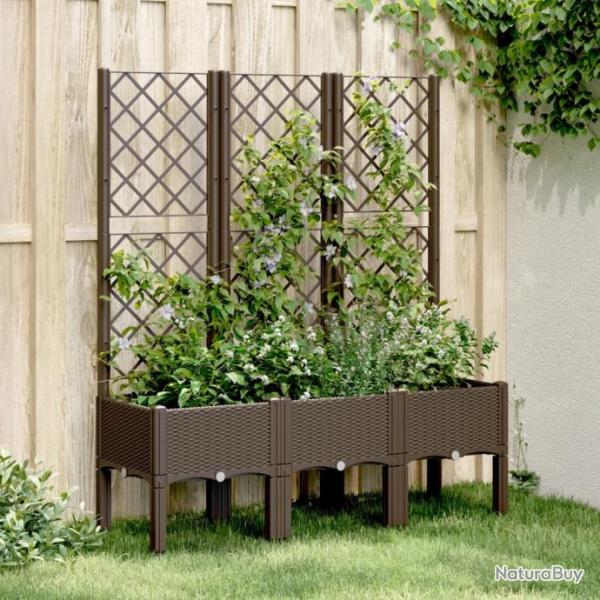 Jardinire avec treillis marron 120x40x142 cm PP