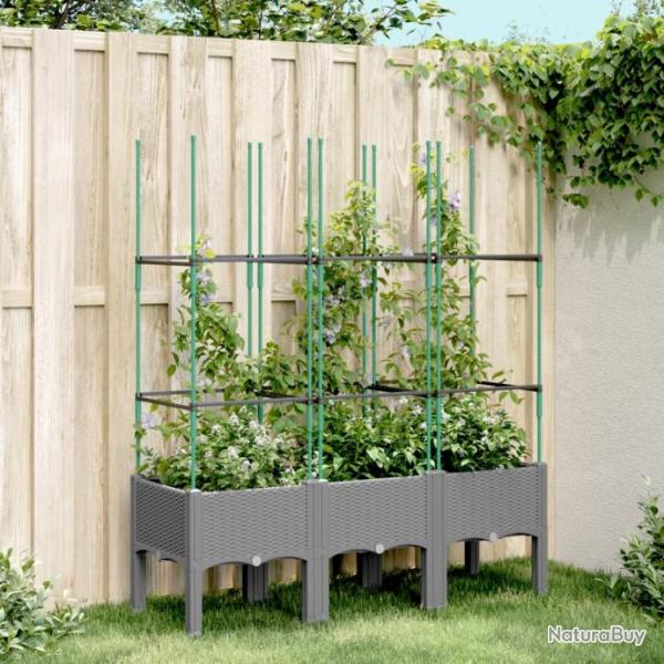 Jardinire avec treillis Gris clair 120x40x142,5 cm PP