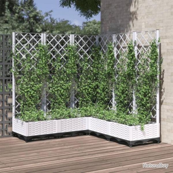 Jardinire avec treillis Blanc 120x120x121,5 cm PP