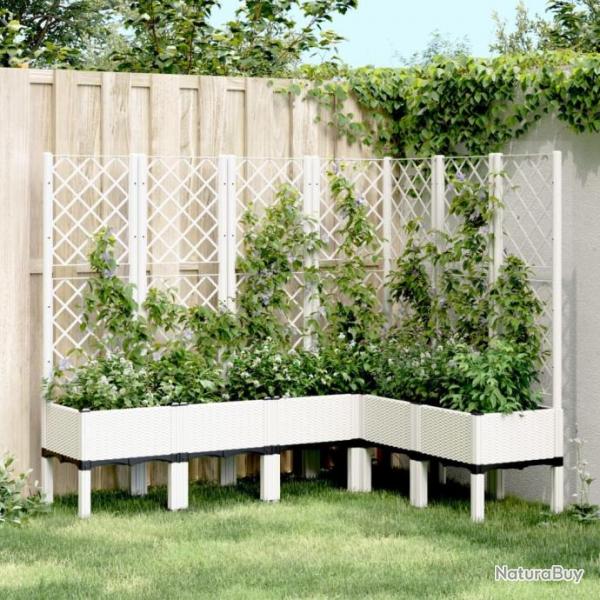 Jardinire avec treillis blanc 160x120x142 cm PP