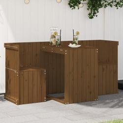 Set de balcon 2 places marron miel bois de pin massif