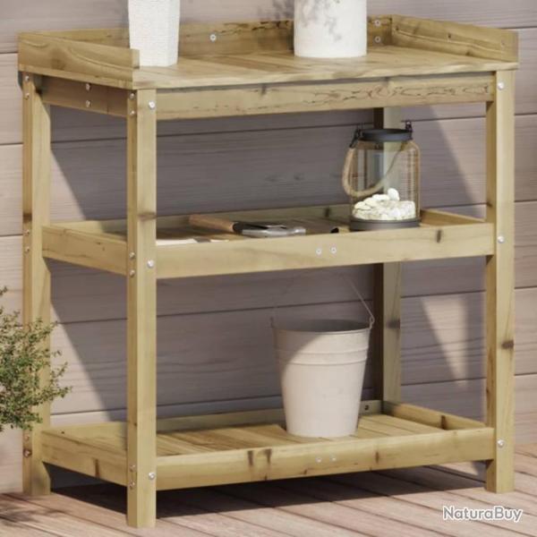 Table de rempotage et tagres 82,5x45x86,5cm bois pin imprgn