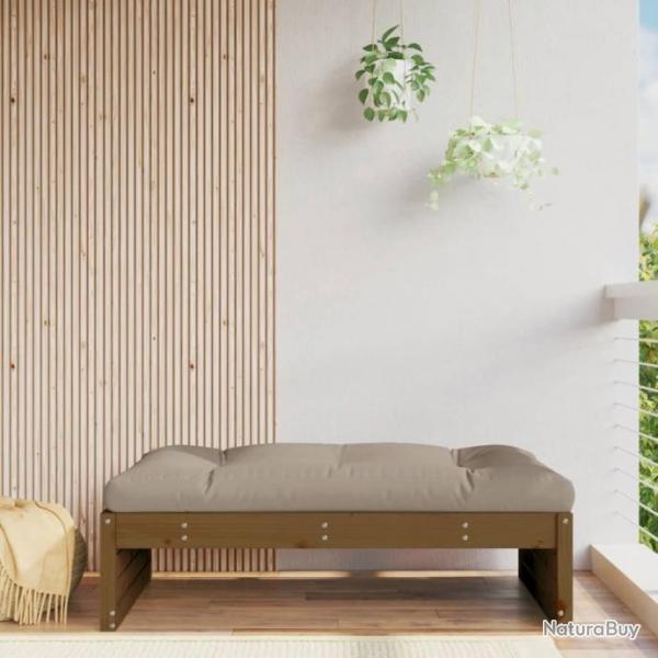 Repose-pied de jardin 120x80 cm marron miel bois de pin massif