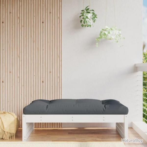 Repose-pied de jardin 120x80 cm blanc bois de pin massif