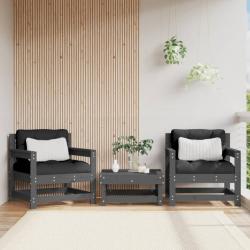 Chaises de jardin 2 pcs gris bois massif de pin