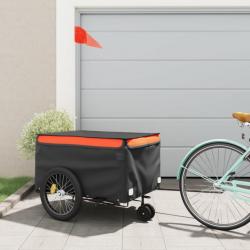 Remorque de vélo noir et orange 45 kg fer