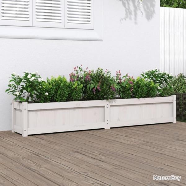 Jardinire blanc 180x31x31 cm bois de pin massif