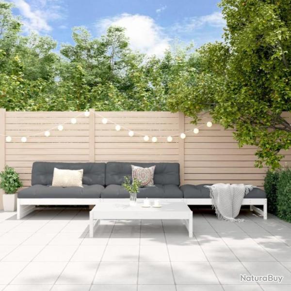 Salon de jardin 4 pcs blanc bois de pin massif