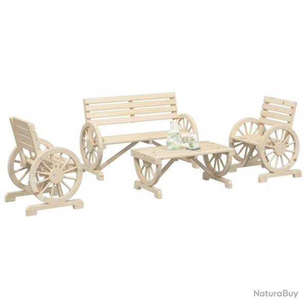 Salon de jardin 4 pcs bois de sapin massif